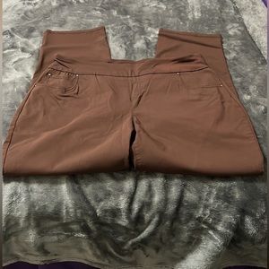 Dark Brown Elastic Waist Pants- Stretchy